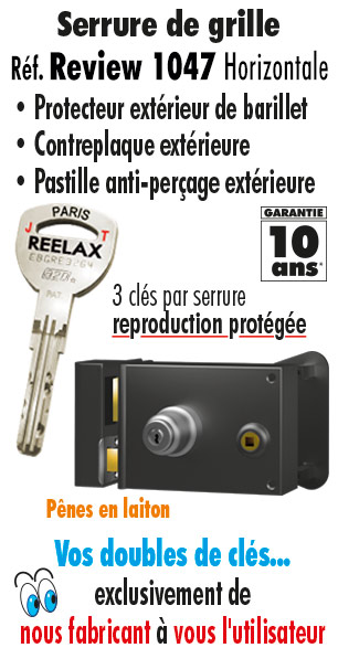 Tordjman metal serrure de grille reelax 1047 horizontale