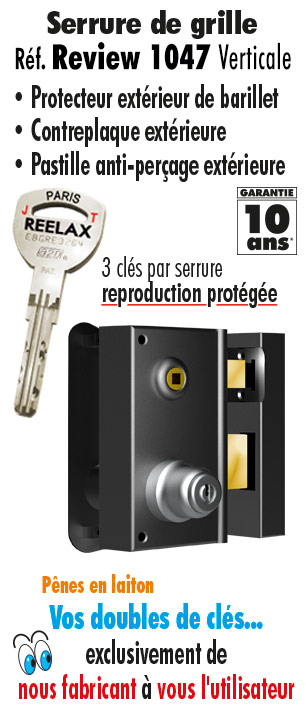 Tordjman metal serrure de grille reelax 1047 verticale